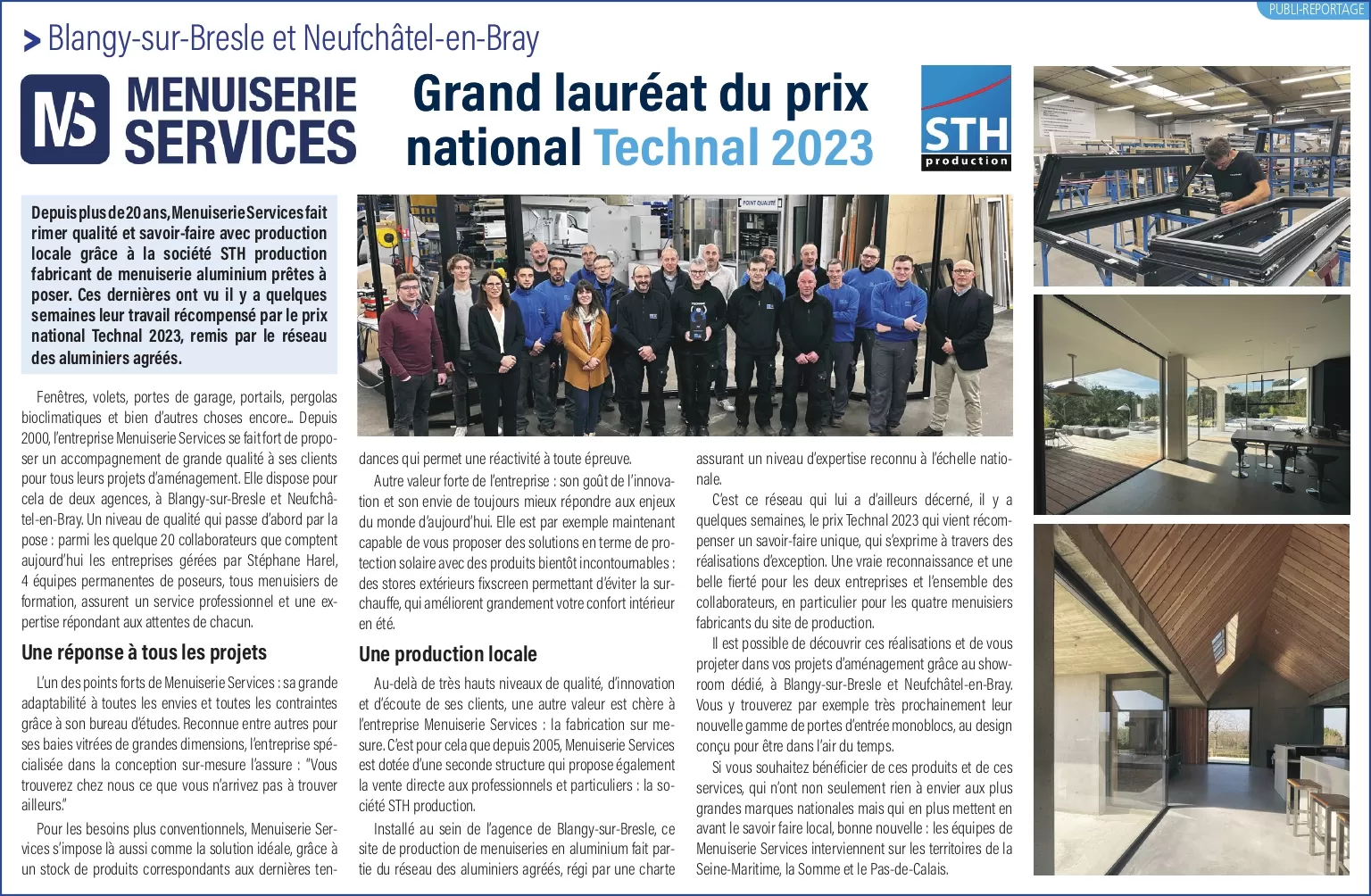  Prix TECHNAL 2023 Article de Presse Menuiserie Services